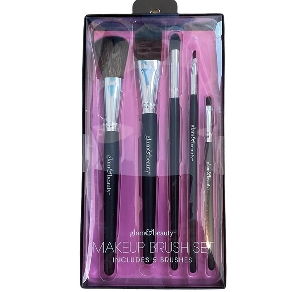 🎉 Glam & Beauty 5 Piece Make Up Brush Set - Picture 1 of 3